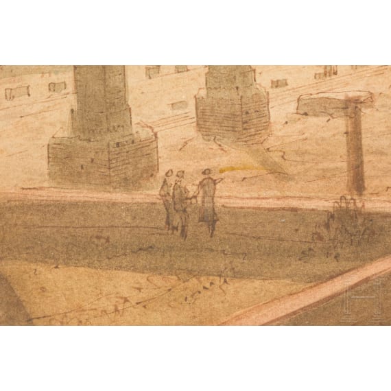 Louise Jos&eacute;phine Sarazin de Belmont (1790 - 1870), a French watercolour "View of the Roman Forum", 1st half of the 19th century