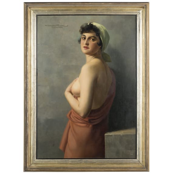 Hans Hassenteufel (1887 - 1943), Nude with red cloth, Munich, 1st half of the 20th century