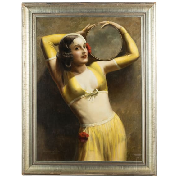 Hans Hassenteufel (1887 - 1943), "Girl dancing with a tambourine", Munich, 1st half of the 20th century