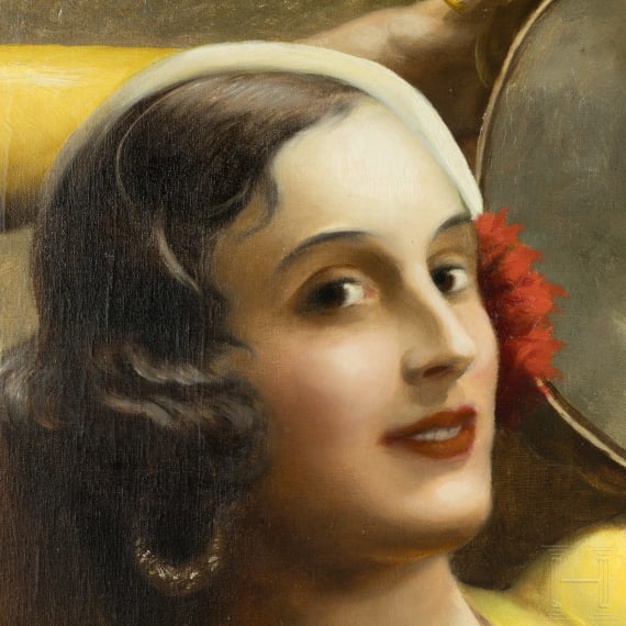 Hans Hassenteufel (1887 - 1943), "Girl dancing with a tambourine", Munich, 1st half of the 20th century