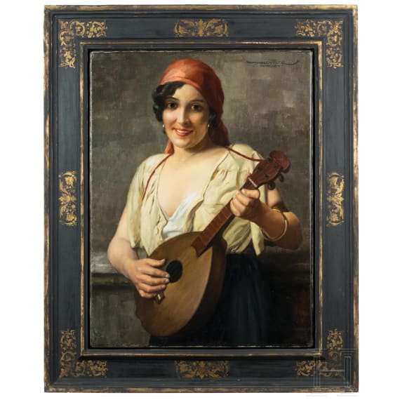 Hans Hassenteufel (1887 - 1943), "Musician with Mandolin&rdquo;, Munich, 1st half of the 20th century