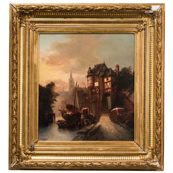 Heinrich Hiller (1846 - 1912), A Town View, German, circa 1900