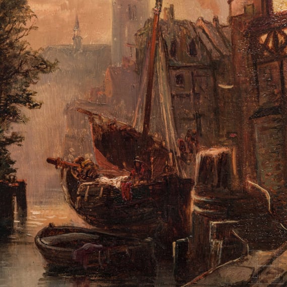 Heinrich Hiller (1846 - 1912), A Town View, German, circa 1900