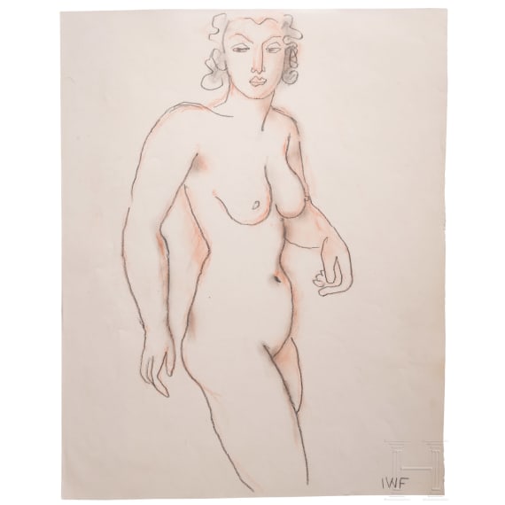 Jacob Wilhelm Fehrle (1884 - 1974), a female head and a nude, German, 1st half of the 20th century