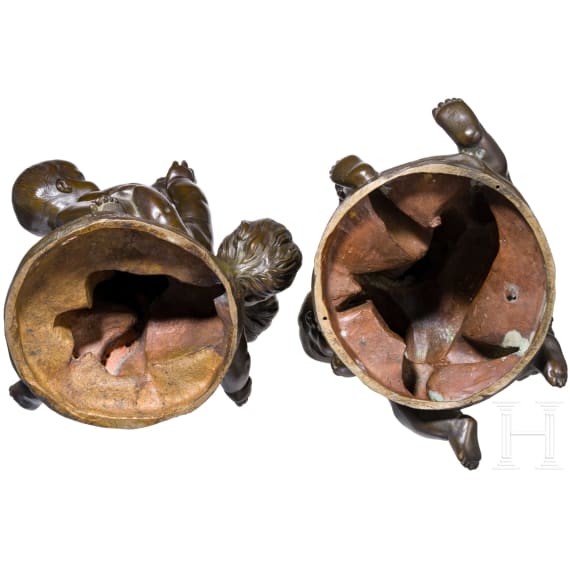 Two bronze putti groups as allegories "Autumn" and "Fall", 19th century