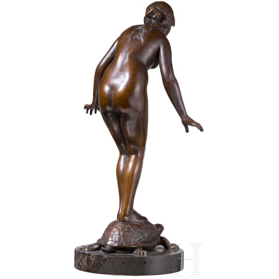 A bronze figure of a nude on a turtle, Richard Fabricius (1863 Berlin - 1923 Dresden), circa 1900