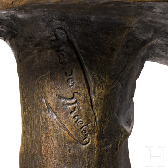 A female Art Nouveau bronze bust by Georges van der Straeten (1865 - 1941 Gent)