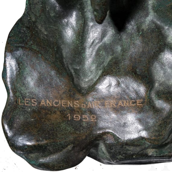 A bronze of a flying woman, foundry Ferdinand Barbedienne after a design by Gustave Michel (1851 - 1924), Paris, dated 1952
