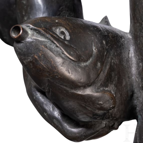 Georg Pezold (1865 - 1943) and Heinrich D&uuml;ll (1867 - 1956), a German fountain figure "Putto with Trouts", 1st half of the 20th century