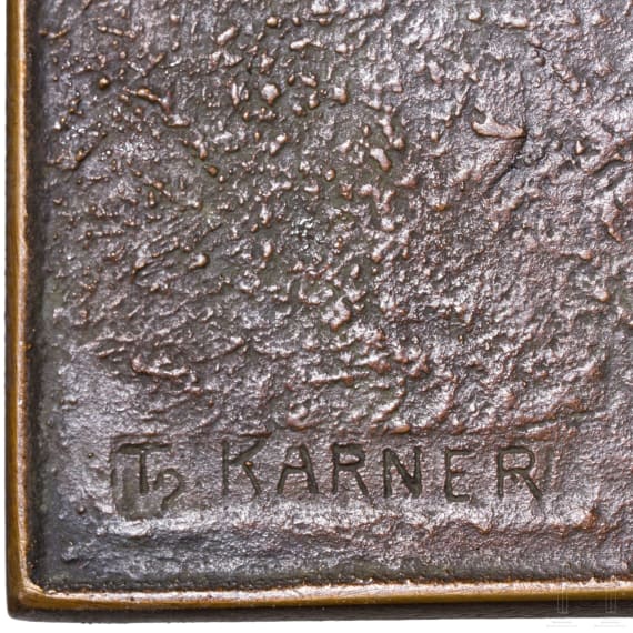 A bronze relief showing a German Sch&auml;ferhund, Theoder K&auml;rner (1884 Hohenburg an der Eger - 1966 M&uuml;nchen), 1950s
