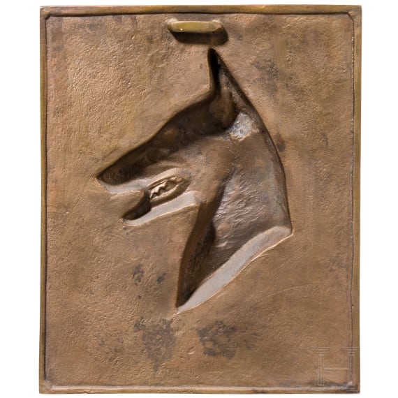 A bronze relief showing a German Sch&auml;ferhund, Theoder K&auml;rner (1884 Hohenburg an der Eger - 1966 M&uuml;nchen), 1950s