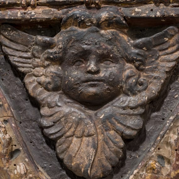 An Italian cartapesta bas-relief in the style of Antonio Rossellino, probably Florence, 2nd half of the 15th century