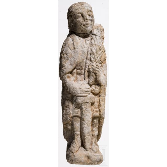 A small Spanish sandstone figurine of St.Paul, 12th/13th century