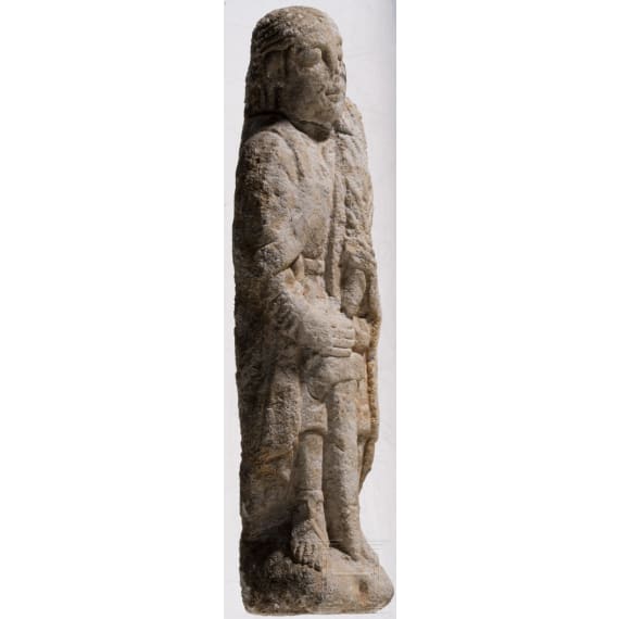 A small Spanish sandstone figurine of St.Paul, 12th/13th century