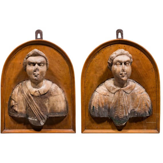 A pair of alabaster busts, probably Dutch, late 15th/16th century