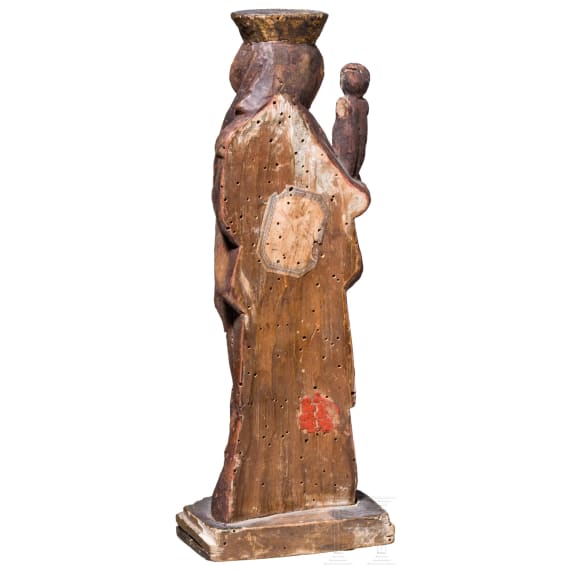 A German wooden figurine of the "Black Madonna" of Alt&ouml;tting, 15th/16th century