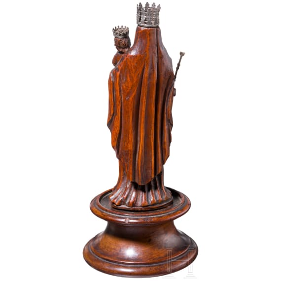 A Flemish boxwood Madonna with silver mounting, circa 1700
