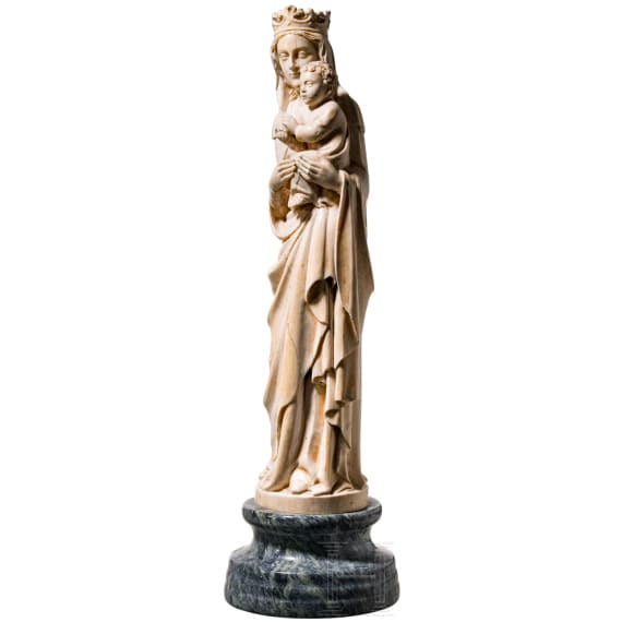 A large ivory figure of the Madonna with the Infant Jesus, probably Dieppe, mid-19th century