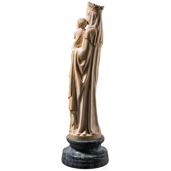 A large ivory figure of the Madonna with the Infant Jesus, probably Dieppe, mid-19th century