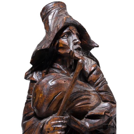 A pair of beggars made of softwood, Berchtesgaden, 18th century