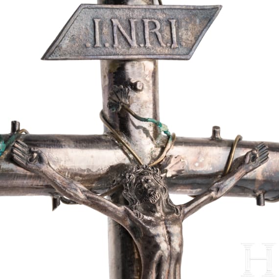 Pope Pius IX (1846-1878 the 255th Pope) - a presentation casket with crucifix and two silver and gold-mounted cameos with dedication from 1872