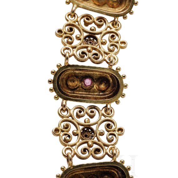 A 14ct gold filigree bracelet, circa 1880