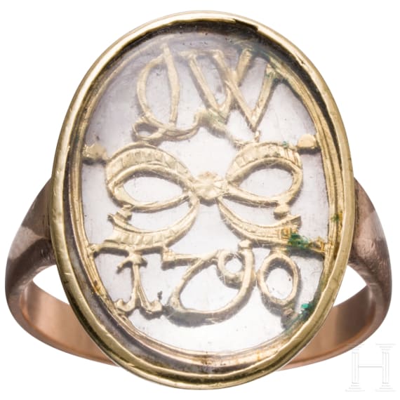 A 14ct gold memorial ring, dated 1790
