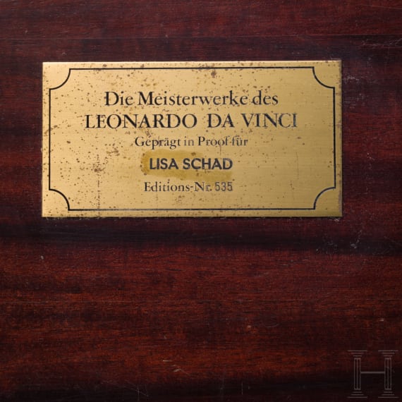 50 silver medals "masterpieces from Leonardo da Vinci" in wooden casket
