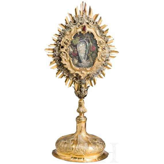 A German brass monstrance, 18th century