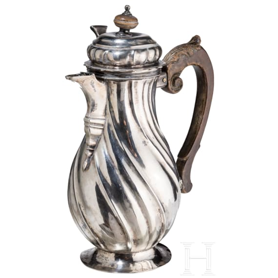 A silver mocha coffee pot, Augsburg, Johann Georg Kloss(e) (Master 1738-66), 1745-47