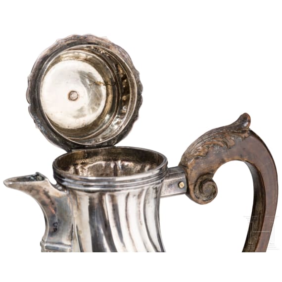 A silver mocha coffee pot, Augsburg, Johann Georg Kloss(e) (Master 1738-66), 1745-47