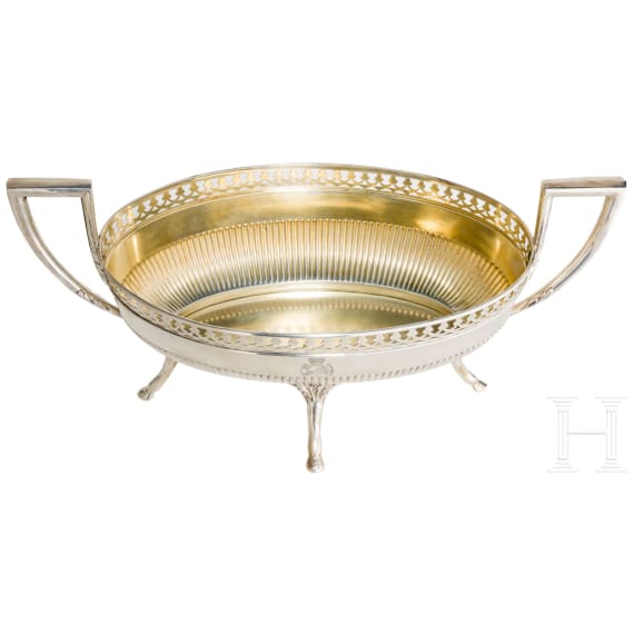 A silver jardiniere with coat of arms, Schw&auml;bisch Gm&uuml;nd, Gebr&uuml;der K&uuml;hn, circa 1880