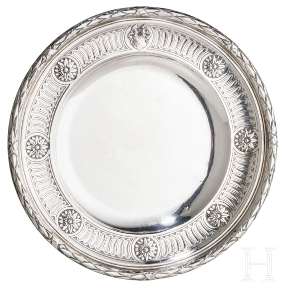 A silver dish with coat of arms, Paris, Odiot, circa 1880