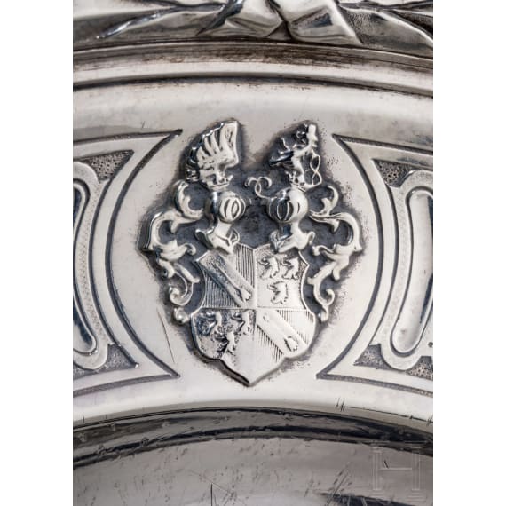 A silver dish with coat of arms, Paris, Odiot, circa 1880