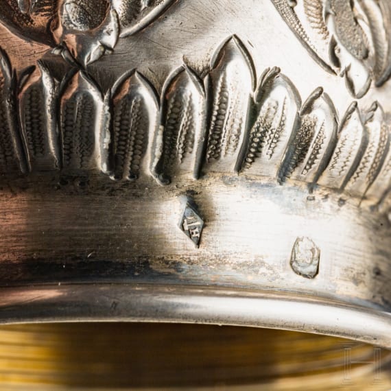 A silver-mounted French cut-glass sugar caster, late 19th century