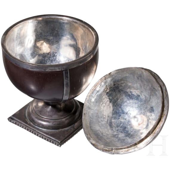 A silver-mounted coconut goblet, late 19th century