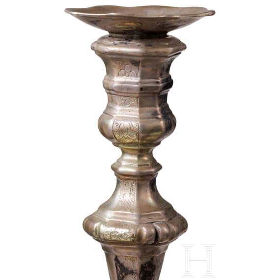 A pair of German silver candlesticks, Hanau, circa 1900