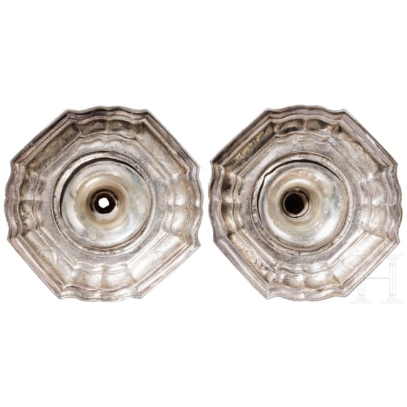 A pair of German silver candlesticks, Hanau, circa 1900