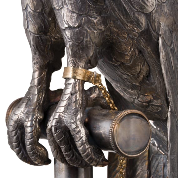 A large pair of German silver falcons, Hanau, circa 1900
