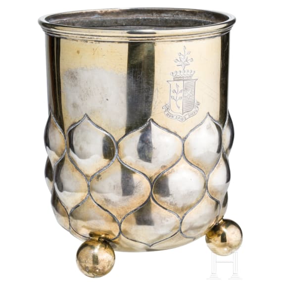 A large silver-gilt historicism beaker, Heilbronn, Bruckmann & S&ouml;hne, jeweller H. Mau, dated 1897