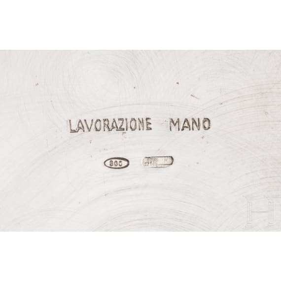 An Italian five-piece coffee and tea set, silver, stamped Lavorazione Mano, after 1968