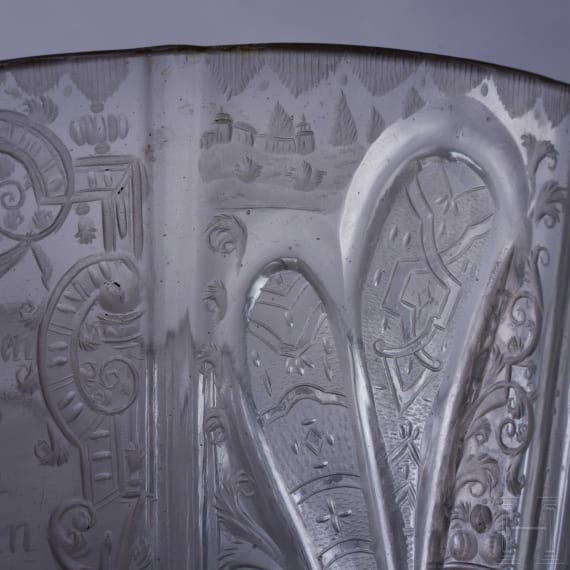 A engraved Silesian glass beaker with hunting scene, circa 1740/60