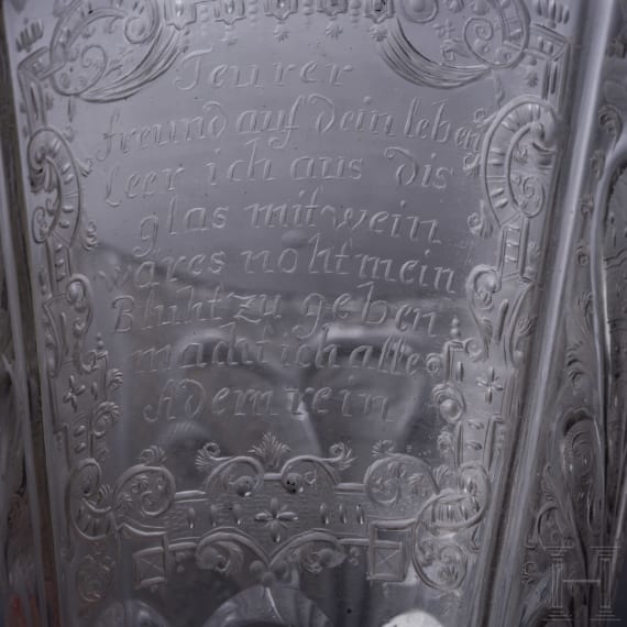 A engraved Silesian glass beaker with hunting scene, circa 1740/60