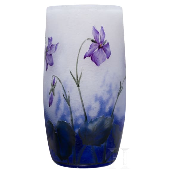 A small art nouveau glass vase "Violettes", Nancy, Daum Fr&egrave;res, circa 1905