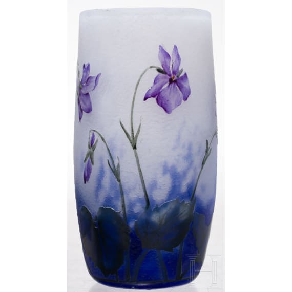 A small art nouveau glass vase "Violettes", Nancy, Daum Fr&egrave;res, circa 1905