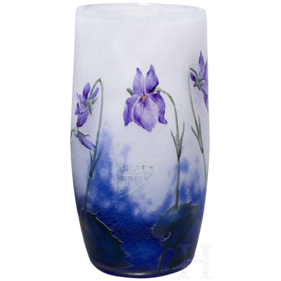 A small art nouveau glass vase "Violettes", Nancy, Daum Fr&egrave;res, circa 1905