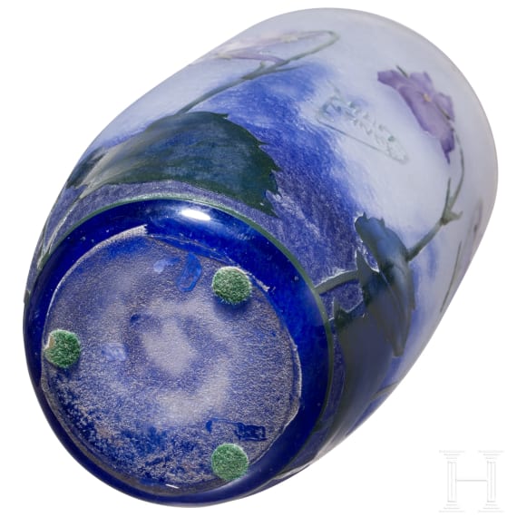 A small art nouveau glass vase "Violettes", Nancy, Daum Fr&egrave;res, circa 1905