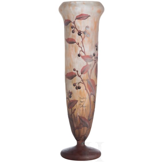 A large art nouveau glass vase "Morelles douces-am&egrave;res", Nancy, Daum Fr&egrave;res, circa 1918