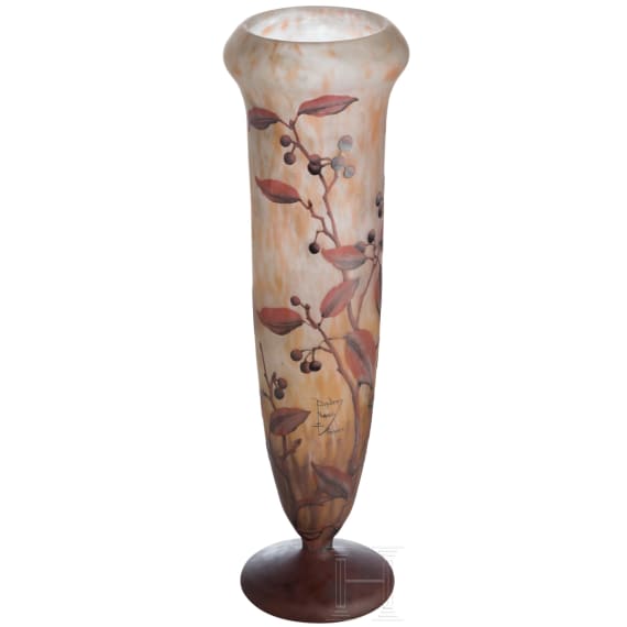 A large art nouveau glass vase "Morelles douces-am&egrave;res", Nancy, Daum Fr&egrave;res, circa 1918