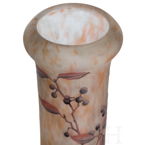 A large art nouveau glass vase "Morelles douces-am&egrave;res", Nancy, Daum Fr&egrave;res, circa 1918